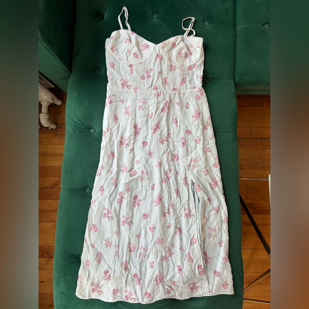 Artizia Sun Dey Viola Floral Bustier Midi Dress Spring Toss Blue Sz M